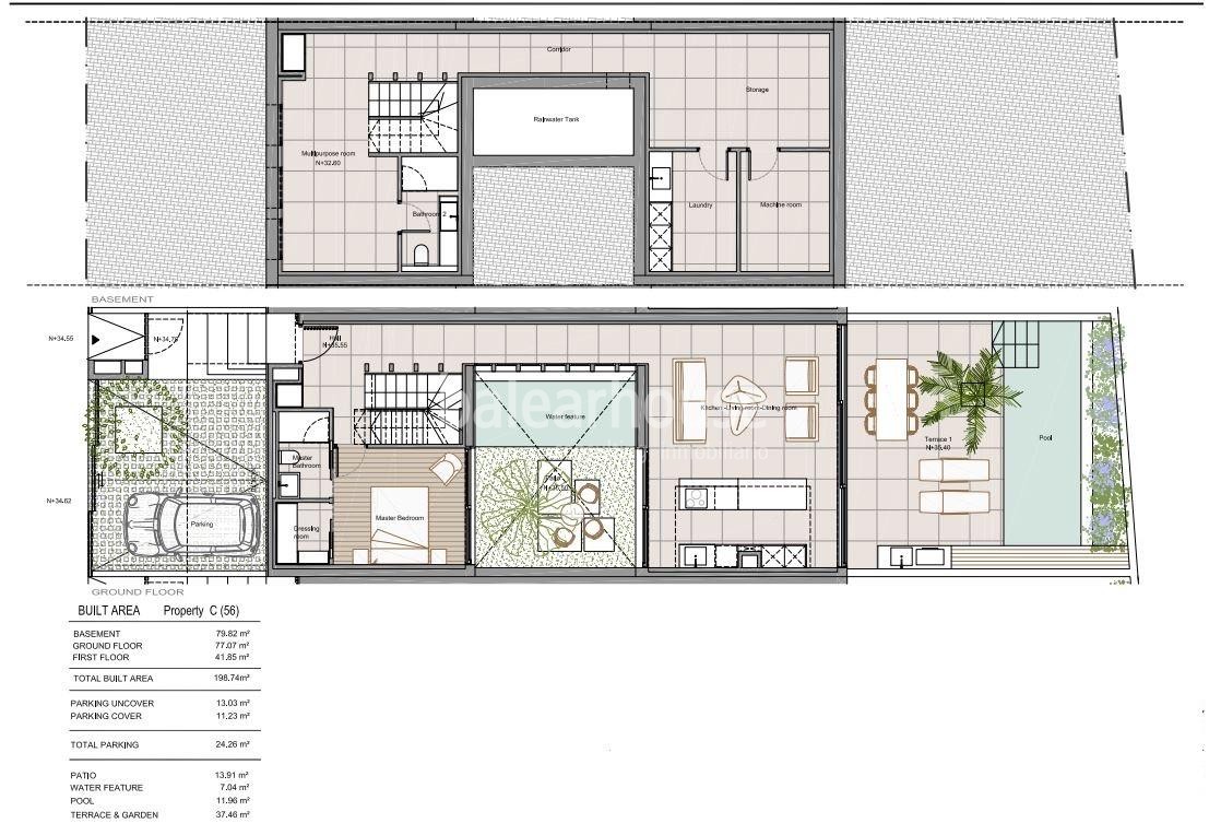 Modernos adosados de obra nueva con piscina, terrazas y jardín privados junto a Santa Catalina