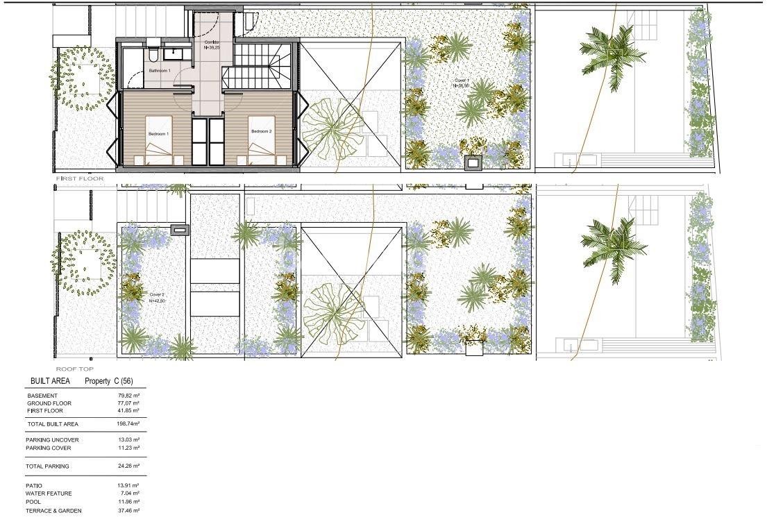 Modernos adosados de obra nueva con piscina, terrazas y jardín privados junto a Santa Catalina