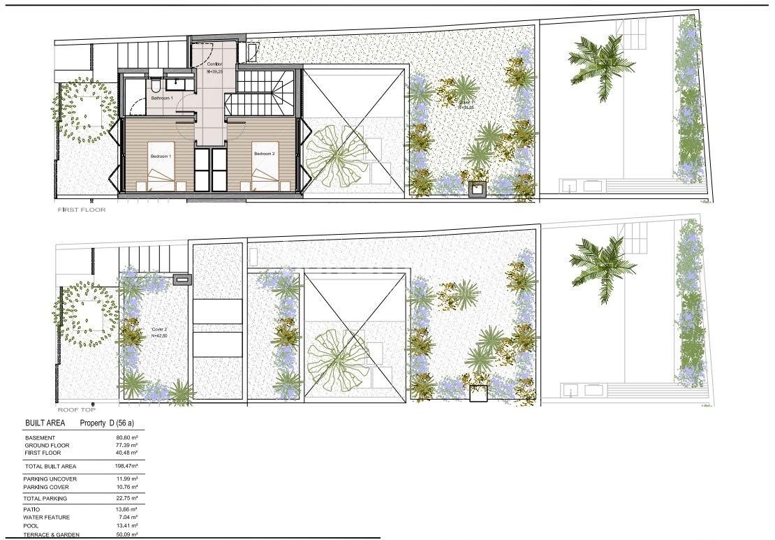 Modernos adosados de obra nueva con piscina, terrazas y jardín privados junto a Santa Catalina